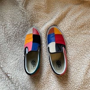 Authentic multi color slip on vans